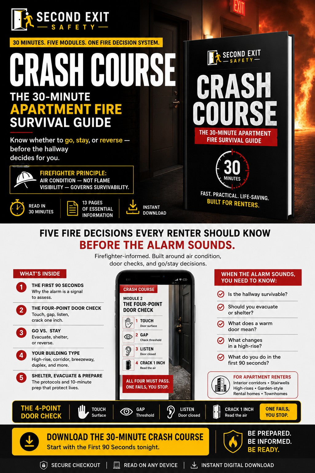 Second Exit Crash Course — 30-Minute Apartment Fire Survival Guide